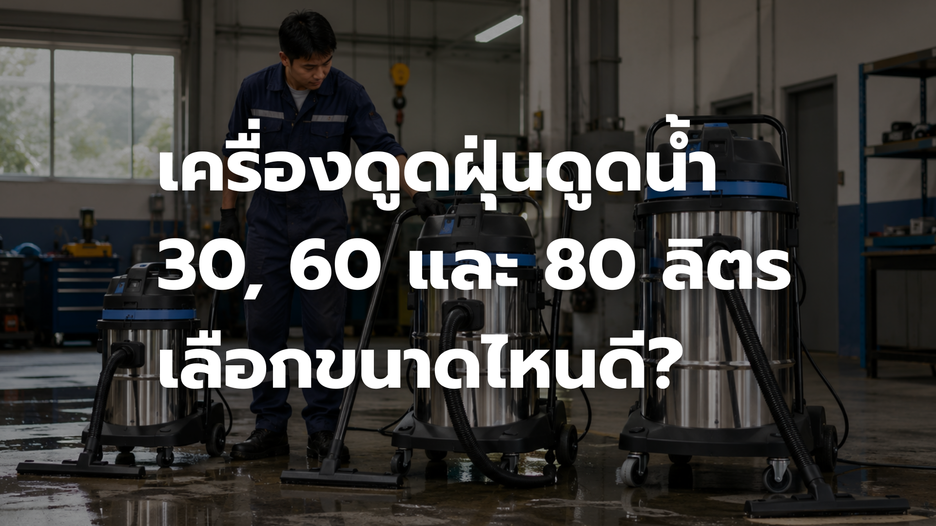 เครื่องดูดฝุ่นดูดน้ำ 30 60 และ 80 ลิตร สำหรับงานอุตสาหกรรม